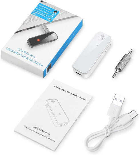 AUX Bluetooth Adapter, 2-in-1 Bluetooth Transmitter Receiver for Hands-Free Calls, Noise Cancelling, Bluetooth 5.0, Compatible with Car Stereos, H...