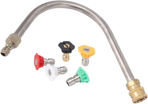 Pressure Washer Extension, Pressure Washer Curved Rod Pressure Washer Extension Wand Rod, Power Washer Lance Stainless Steel and Solid Brass 1/4 I...