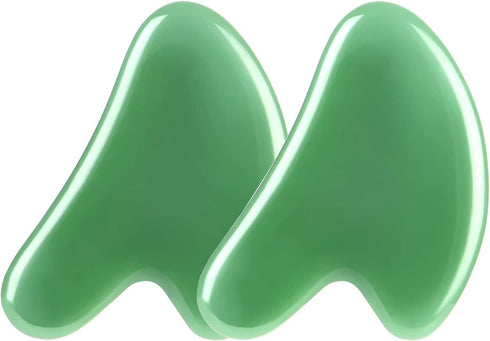 Gua Sha Massager Tool, 2 Pcs Natural Jade Stone Guasha Board, Gua Sha Scrapping Massager Stones for Physical Therapy and SPA Acupuncture Therapy, ...
