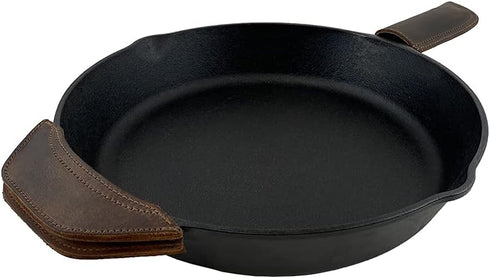 Hide & Drink, Rustic Leather Hot Handle Holders (Set of 2) Panhandle, Side Kick, Assist Grip for Cast Iron Skillets & Pans, Double Layered, Handma...