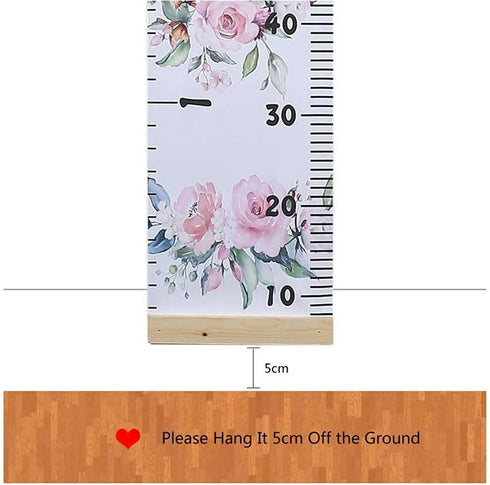 Baby Growth Chart Ruler Kids Roll-up Height Chart Wall Hanging Measurement Chart Wall Decor with Wood Frame for Kids Nursery Room Canvas Removable...
