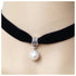 Boho Pearl Velvet Choker Necklace Short Pearl Pendant Necklace Vintage Plain Black Necklace Gothic Velvet Ribbon Collar Necklace Chain Jewelry for...