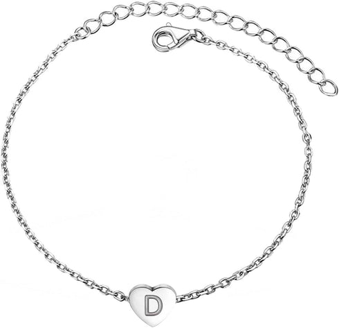 Initial Engraved Letter Bracelets Dainty Mini Size Heart Love Charm Stainless Steel Bracelets for Women Birthday Jewelry...