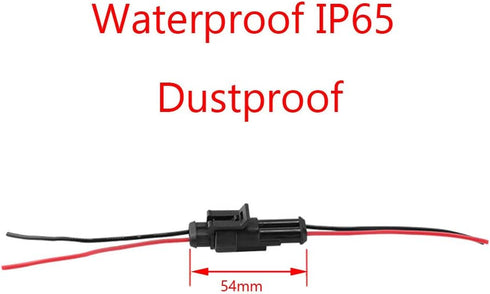 ESUPPORT 2 Pin Way Car Auto Waterproof Electrical Connector Plug Socket Kit with Wire AWG Gauge Marine Pack of 10...