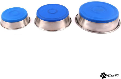 Max and Neo Heavyweight Non-Skid Rubber Bottom Stainless Steel Dog Bowl - We Donate a Bowl to a Dog Rescue for Every Bowl Sold (Small - 32oz - 6.5...