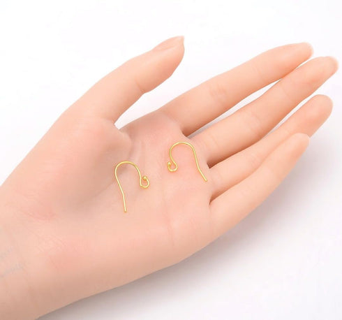 Adabele 50pcs Hypoallergenic Strong Ball End Fish Earring Hooks 22mm Dangle Ear Wire 18K Yellow Gold Plated Earrings Making for DIY Earrings Jewel...