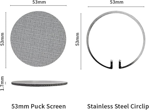 53mm Espresso Puck Screen and Circlip Kit Basket Cap Replacement of 9Barista Espresso Machine, 1.7mm Thickness Reusable Stainless Steel Profession...