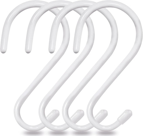 4 Pack Large S Hooks for Hanging Heavy Duty, 6 inch Non Slip Vinyl Coated Metal Closet S Hooks for Hanging Kitchen Utensil Pot Pan Cups Clothes Je...
