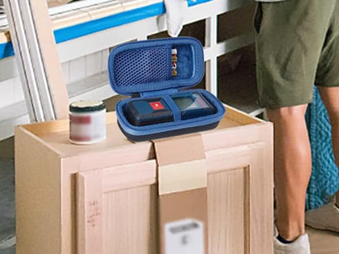 co2CREA Hard Case compatible with Bosch GLM 20 Compact Blaze 65' Distance Measure (Black Case + Inside Blue + Blue Zipper)...