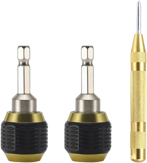 2 Pcs Self-Locking Drill Bit Holder 60mm Length Extension Rod Screwdriver 1/4 Inch Hex Shank Quick Release Chuck Adapter Connector Power Drill Too...
