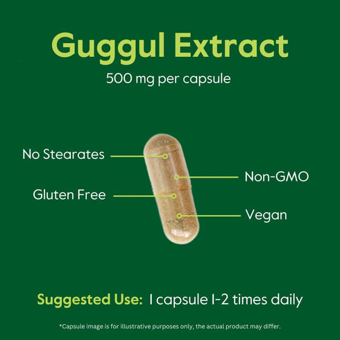 BESTVITE Guggul Extract 500mg (120 Vegetarian Capsules) - Backed by Clinical Research, Patented and Standardized, Enhanced by Bioperine - No Fille...