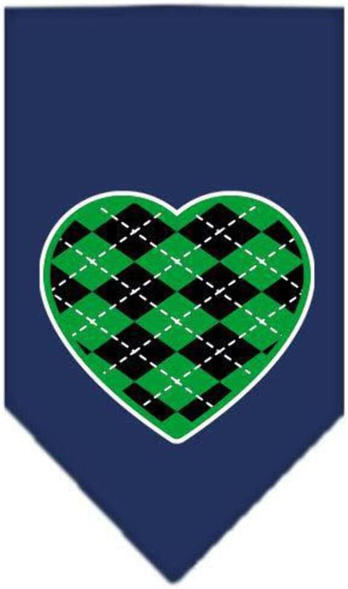 Pet and Dog Bandana Screen Printed, Green Argyle Heart Gray Small...