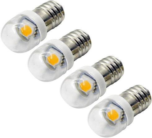 Ruiandsion 4pcs E10 LED Bulb 3V 0.6W 5050 1SMD White 6000K LED Replacement Bulb Upgrade for lamps Flashlights Torch Light,Negative Earth...