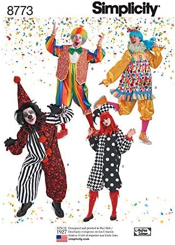 Simplicity 8773 Adult Clown Costume Sewing Pattern, Sizes XS-XL...