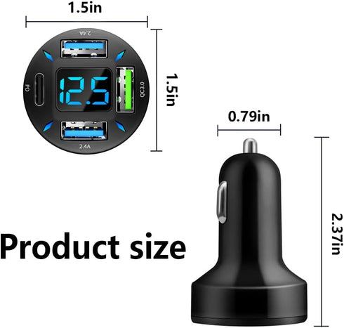 Car Fast Charger,PD/QC3.0 Car USB Charger with LED Lights,Cigarette Lighter USB Charger Compatible for iPhone Galaxy iPad Pro& More Mobil Phone...