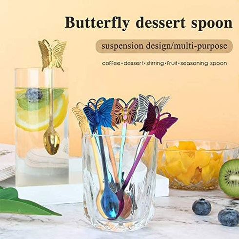 6-Pack Coffee Spoons Rainbow Colorful Teaspoon Dessert Espresso Stainless Steel Stirring Spoon...