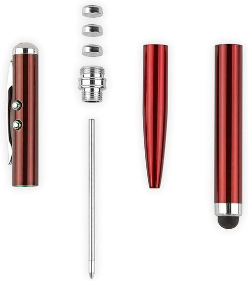 Metal multi-function pen, touch screen stylus, flashlight with white light, infrared, creative Christmas and birthday gifts (1 Red)......