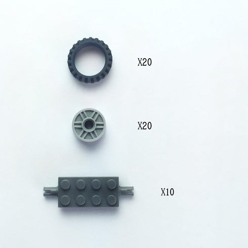 24 mm X 7 mm Tire,Wheel and Long Axles -50 Pieces Brick Building Chassis Pieces Education Wheels Set Toy...