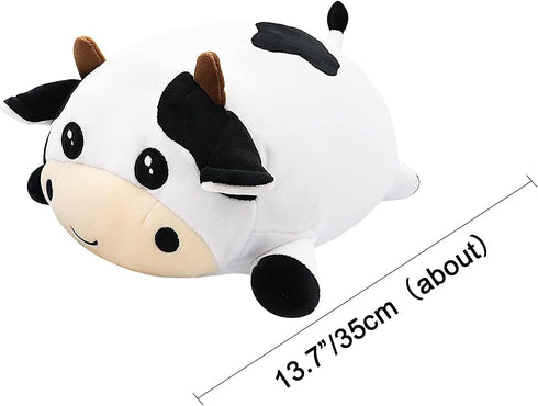 Cow Stuffed Animals 13.7” Cow Plush Pillow Stuffed Dolls Hugging Pillow with Zipper, Plush Toys Dolls Gifts for Kids Girls Boys Adults...