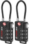 TSA Approved Cable Luggage Locks, Re-settable Combination with Alloy Body, Black 2 Locks....