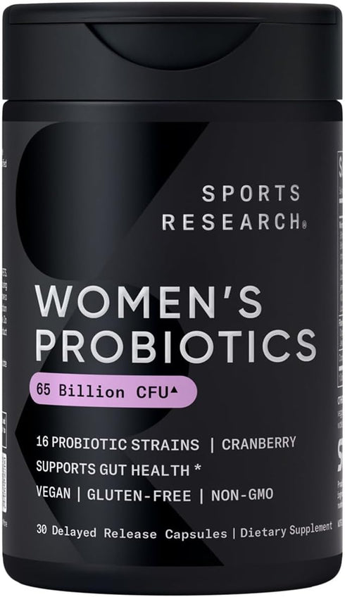 Sports Research Women's Probiotics with Prebiotics, 65 Billion CFU - Vegan Capsules for Gut Health & Digestive Support, Probiotics for Women with ...