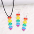 Pingyongchang Cute Love Heart Rainbow Acrylic Dangle Drop Earrings Rainbow Pride Nekclace Love Wins Colorful Earrings Necklace for Women Men Pride...