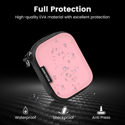 Earbud Case Holder, RISETECH Hard EVA Earphone Travel Case Headphone Small Zipper Pouch Compatible with Flash Drive, SD Cards, USB Charger Cable, ...