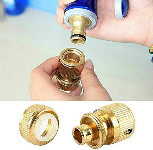 Joywayus 3/4" ID Hose Solid Brass Fitting Closed Flow Garden Tools Quick Repair Damaged Leaky Adapter Garden Water Irrigation Quick Connector (Pac...