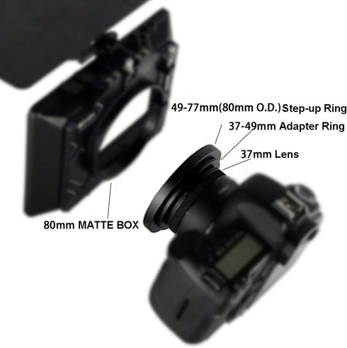 Front Step Up Ring 52mm to 80mm Lens Matte Box Adapter O.D, 52mm Lens Adapter Ring to 77mm Lens Filters/Lens Cap LingoFoto (52mm)...