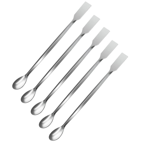 5 Pieces 20cm Stainless Steel Lab Spoon Spatula 2 in 1 Long Handle Laboratory Sampling Spoon Mixing Spatula Double-Ended Reagent Sampling Spoon La...
