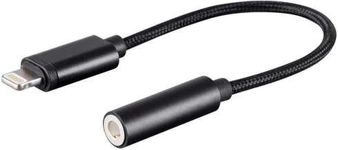 Monoprice MFi Certified Lightning to 3.5mm Jack Audio Adapter - Nylon Braided, Black...
