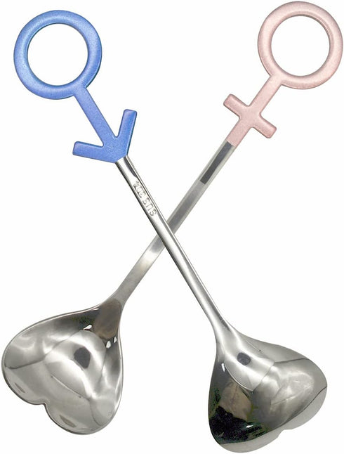 2Pcs Heart Shaped Dessert Spoon 18/10(304) Stainless Steel Couple Spoon with Decortive Handle 6.1inch Sugar Spoon for Coffee Tea Ice Cream Espress...