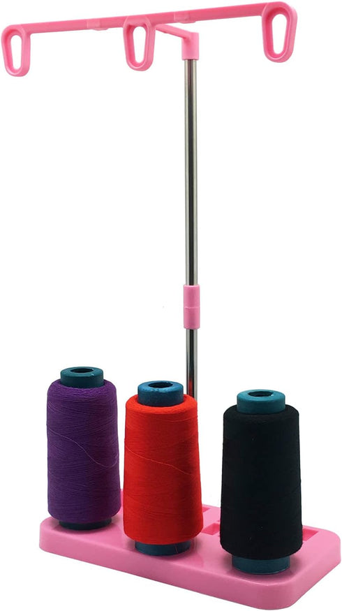 YEQIN Thread Spool Holder Stand- 3 Spools Holder for Domestic (Home-Base) Embroidery and Sewing Machines - Four Colors for Choices (Pink)...