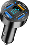 4 Ports USB Car Charger, 66W Super Fast Charging USB QC 3.0, USB Adapter Charger with LED Voltmeter for Car Cigarette Lighter Plug, Compatible wit...