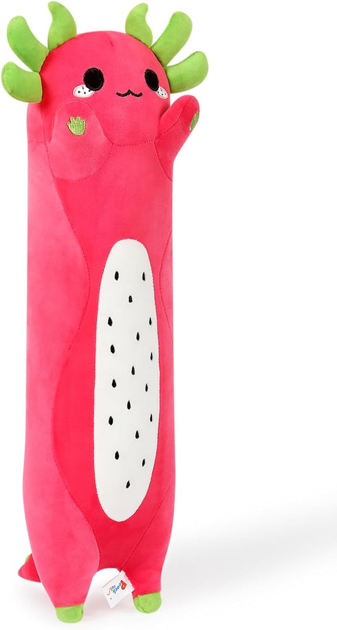 PEACH CAT Long Dragon Fruit Axolotl Stuffed Animal Kawaii Pitaya Axolotl Plush Pillow Toy for Girls and Boys 19.6"...