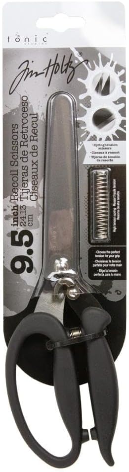 Tim Holtz Recoil Scissors - Titanium Coated, Double-Beveled Blades, Black (9.5'')...