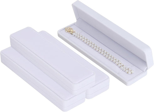 LETURE 2 Pieces Long Velvet Chain Necklace Gift Box Set, Bracelet Storage Case, Jewellry Display Box for Wedding, Engagement,Proposal, Birthday an...