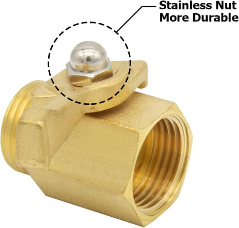 Hooshing 2PCS Garden Hose Shut Off Valve Heavy Duty 3/4" Brass Garden Hose Adapter Water Flow Control Valve for Garden Nozzle Water Hose...