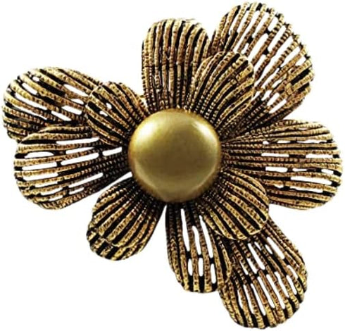 Antique Dark Gold Finish Flower Brooch...