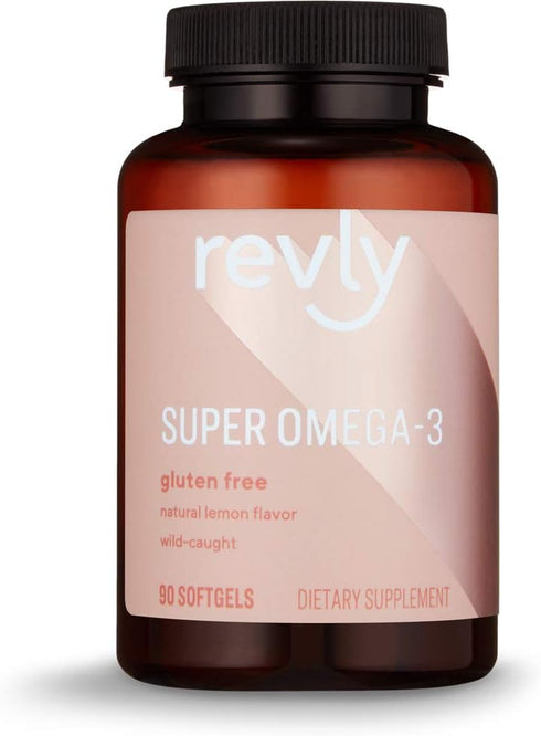 Amazon Brand - Revly Super Omega-3 Wild-Caught Fish Oil with Natural Lemon Flavor - EPA, DHA Omega 3-Fatty Acids - 90 Softgels (1280 mg per servin...