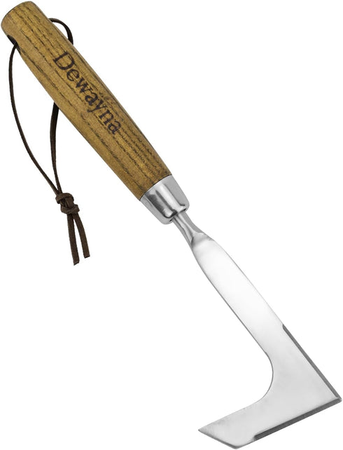Crack Weeder, L-Shaped Stainless Steel Crevice Weeding Tool, Comfortable Grip Wood Handle Paver Weeder, 11'' Sidewalk Weed Removal Tool for Garden...
