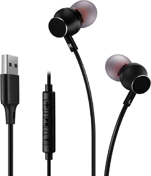 USB Earbuds Headphones for Computer, Noise-Isolation in-Ear Earphones with Microphones, USB DAC & 1.8M Cord, Universally Compatible with Laptop, D...