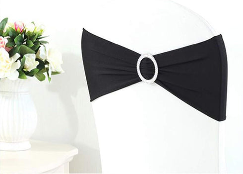 Tosnail 50 Pack Spandex Chair Sashes Wedding Chair Decoration Party Chairs Covers - Black...