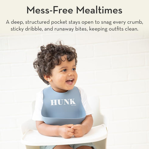 Baby Bib for Eating by Bella Tunno, Set of 2 Waterproof Silicone Bibs with Large Food Catcher, Adjustable Fit for Babies 4-12 months & Toddlers 1-...