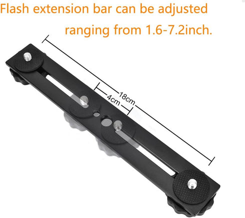 Dual Flash Bracket 8in/20.3cm Camera Mount Tripod Bracket with 1/4 Screw Hot Shoe Flash Light Bracket for LED Light Microphone 3D Stereo Stereosco...