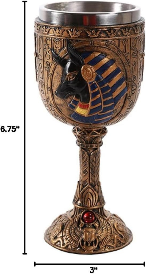 Pacific Giftware Egyptian Anubis God of Underworld Golden Wine Goblet Stainless Steel Liner 6oz...