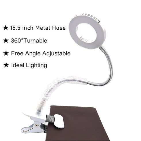 Clip on Lamp Pinkiou Desk Lamp with Clamp for Night Reading Nail Art Makeup Salon LED USB Book Light Clip Clamp Lamp 360°Flexible Gooseneck Bed La...