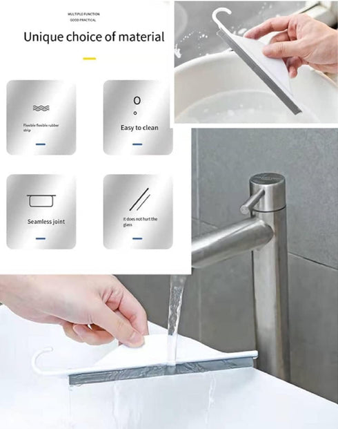 2Pcs Mini Squeegee with Hanging Hook, Bathroom Shower Mirror Squeegee for Tiles, Silicone Small Kitchen Countertop Sink Squeegee, Water Wiper Scra...