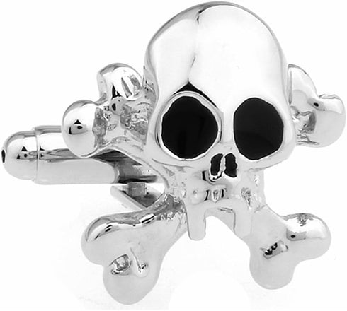 Skull Black Enamel Copper Skeleton Cufflinks for Mens...