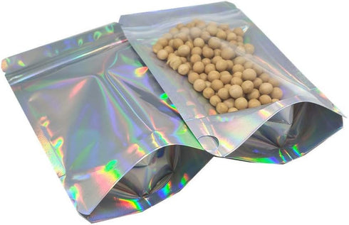 50 Pieces 4.3x6.3 inch Resealable Stand Up Zipper Lock Bags Heat Seal Pouches Gusset Bottom Clear Foil Food Storage Packaging Bag...